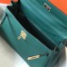 Hermes Kelly 32cm Bag In Malachite Clemence Leather GHW