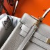 Hermes Kelly 32cm Bag In Pearl Grey Clemence Leather GHW