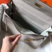 Hermes Kelly 32cm Bag In Pearl Grey Clemence Leather GHW