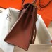 Hermes Kelly 32cm Bag In Toile Canvas With Barenia Leather