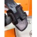 Hermes Oran Sandals In Black Leather With Stitched Detail