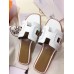 Hermes Oran Sandals In White Leather With Stitched Detail