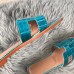 Hermes Oran Sandals In Blue Paon Shiny Niloticus Crocodile
