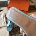 Hermes Oran Sandals In Celeste Shiny Niloticus Crocodile