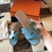 Hermes Oran Sandals In Celeste Shiny Niloticus Crocodile