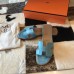 Hermes Oran Sandals In Celeste Shiny Niloticus Crocodile