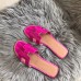 Hermes Oran Sandals In Rose Shiny Niloticus Crocodile