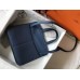 Hermes Halzan 31cm Bag In Blue Agate Clemence Leather