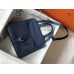 Hermes Halzan 31cm Bag In Blue Agate Clemence Leather