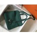 Hermes Halzan 31cm Bag In Malachite Clemence Leather