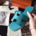 Hermes Oran Sandals In Blue Paon Epsom Leather