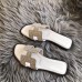 Hermes Oran Sandals In White Suede With Crystal