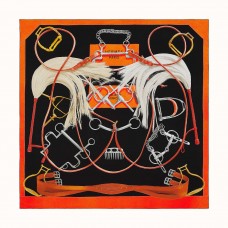 Hermes Black Projets Carres Shawl 140