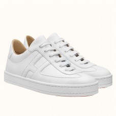 Hermes Boomerang Sneakers In White Epsom Leather