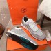 Hermes Mens Addict Sneakers In Grey Knit