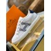 Hermes Mens Avantage Sneakers In White/Blue Calfskin