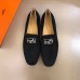 Hermes Mens Tenor Loafers In Black Suede Leather