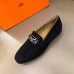Hermes Mens Tenor Loafers In Black Suede Leather