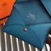 Hermes Calvi Card Holder In Blue Jean Epsom Leather