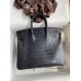 Hermes Birkin 25 Bag In Black Matte Alligator Crocodile Skin