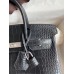 Hermes Birkin 25 Bag In Black Matte Alligator Crocodile Skin