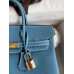 Hermes Birkin 25 Handmade Bag In Blue Jean Clemence Leather