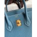 Hermes Birkin 25 Handmade Bag In Blue Jean Clemence Leather