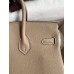 Hermes Birkin 25 Handmade Bag In Grey Clemence Leather