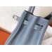 Hermes Birkin 25 Handmade Bag In Blue Lin Clemence Leather