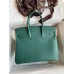 Hermes Birkin 25 Handmade Bag In Malachite Clemence Leather