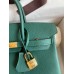 Hermes Birkin 25 Handmade Bag In Malachite Clemence Leather