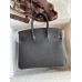 Hermes Birkin 25 Handmade Bag In Black Clemence Leather
