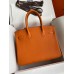 Hermes Birkin 25 Handmade Bag In Orange Clemence Leather