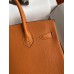 Hermes Birkin 25 Handmade Bag In Orange Clemence Leather