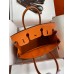 Hermes Birkin 25 Handmade Bag In Orange Clemence Leather