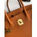 Hermes Birkin 25 Handmade Bag In Orange Clemence Leather
