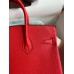 Hermes Birkin 25 Handmade Bag In Red Clemence Leather
