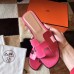 Hermes Oran Sandals In Rose Red Lizard Leather
