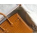 Hermes Birkin 25cm Bag In Gold Embossed Crocodile Leather