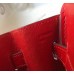 Hermes Birkin 25cm Bag In Red Embossed Crocodile Leather
