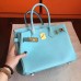 Hermes Birkin 25 Handmade Bag In Blue Atoll Epsom Calfskin