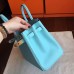 Hermes Birkin 25 Handmade Bag In Blue Atoll Epsom Calfskin