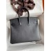Hermes Birkin 25 Handmade Bag In Black Epsom Calfskin