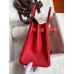 Hermes Birkin 25 Handmade Bag In Red Epsom Calfskin