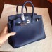 Hermes Birkin 25 Handmade Bag In Sapphire Epsom Calfskin