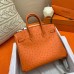 Hermes Birkin 25 Handmade Bag In Orange Ostrich Leather