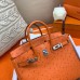 Hermes Birkin 25 Handmade Bag In Orange Ostrich Leather