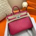 Hermes Birkin 25 Handmade Bag In Rose Red Ostrich Leather