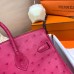 Hermes Birkin 25 Handmade Bag In Rose Red Ostrich Leather