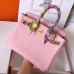 Hermes Birkin 25 Handmade Bag In Pink Swift Leather